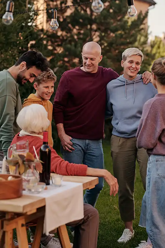 Family group at a birthday party
